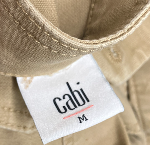 Cabi Medium M Khaki Tan Camp Jacket Button Up Cotton Stretch Long Sleeve #5477 - Picture 5 of 6