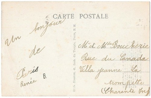 PUTEAUX 92 L'Eglise CPA animée écrite à Mr Boucherie de La Rochelle en 1933 - Imagen 2 de 2