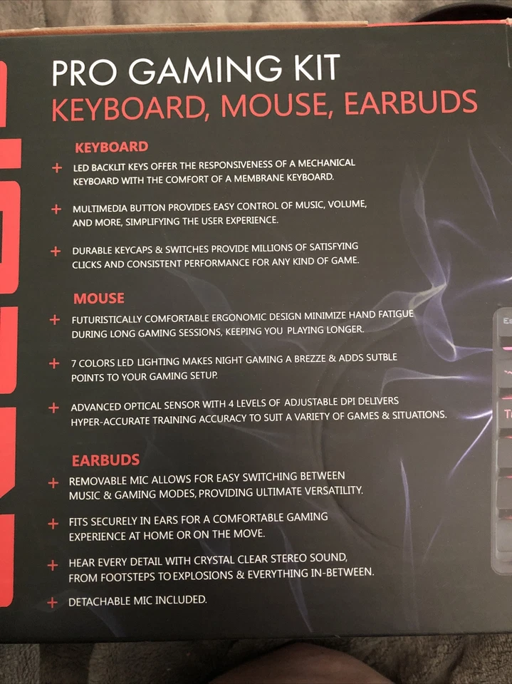 PRO GAMING KIT - LVLUP - LED BACKLIT Keyboard - Mouse - Earbuds - BRAND NEW - Image 3 of 4