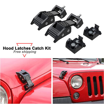 2X For Jeep Wrangler JK 2007-2018 Front Hood Latch Lock Catch Bracket