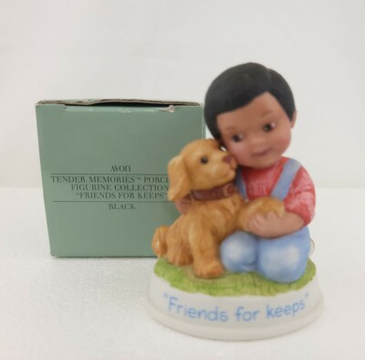 AVON Tender Memories Porcelain Figurine ''Friends For Keeps'' African American NOS