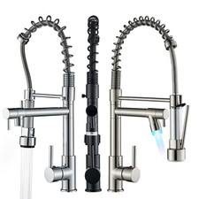 Spring Kitchen Sink Faucet Pull Down Sprayer 360 Swivel Single Handle Mixer Taps