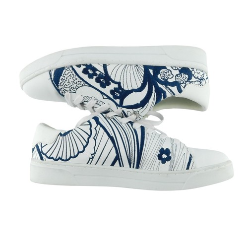 TED BAKER Size 11 KEMMII White and Blue Ebroidered Sneakers Shoes - Picture 3 of 6
