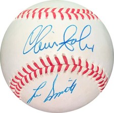 Rafael Palmeiro/Chris Sabo/Lee Smith triple signed ROAL AL Baseball- JSA EE62968