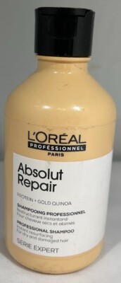 L'OREAL Absolut Repair Protein + Gold Quinoa Shampoo 10.1 Oz. - EXP: 4/27