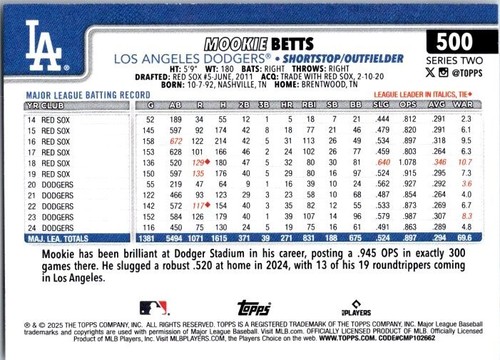 Serie de béisbol Topps 2025 dos - Tú eliges - Completa tu conjunto - #351-500 - Imagen 266 de 266