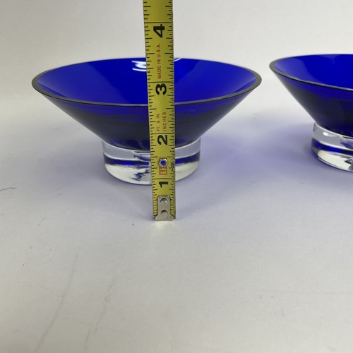 Block Stockholm Bowls Cobalt Blue Crystal Art Glass Bubble Set Of 2 - Picture 2 of 6