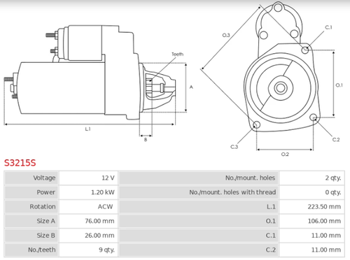 MOTORINO AVVIAMENTO TRATTORE LOMBARDINI LDA 510 RUGGERINI ROTAZIONE SX 12V 1,2KW - Foto 5 di 5