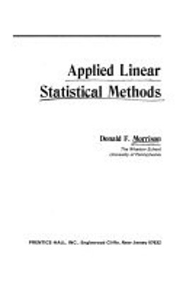 Angewandte lineare statistische Methoden Hardcover Donald F. Morrison
