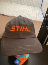 Stihl Black Orange Truckers Hat Ball Cap Distressed Contrasting stitching