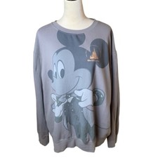 Disney Parks Mickey Mouse Magic Kingdom Gray Sweatshirt XL  Neutral Crewneck