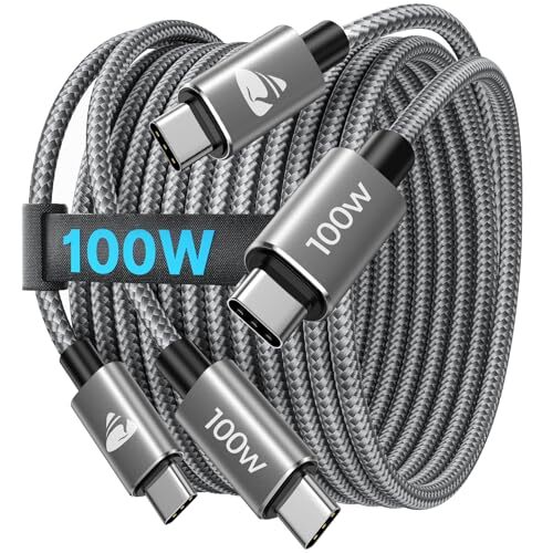 Cable USB C a USB C, 2 unidades, 2 m, 100 W, 5 A, PD QC 4.0, carga rápida, USB - Imagen 1 de 13