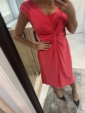 CHAPS Ralph Lauren Women's L Dress Sleeveless Twist  Jersey Drape Coral Pink