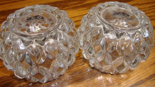 2) Party Lite Tea Light CANDLE HOLDERS~Diamond-Cut Elegant Heavy Weight T8/P14 - Picture 4 of 5