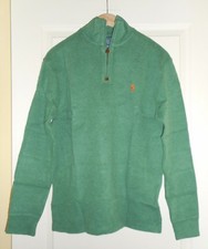 NWT 98 Polo Ralph Lauren Men's Half-Zip Pullover Green Sweater Mock Neck Cotton