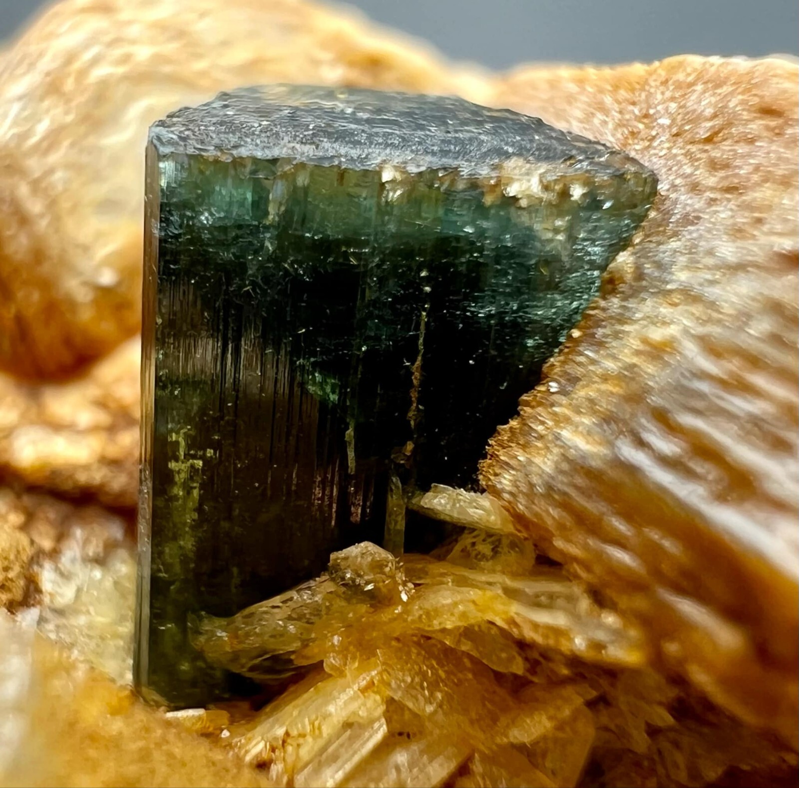 418 Carat Ultra Rare !!! Blue Cap Tourmaline, Quartz Crystal On Feldpar  @PAK