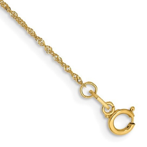 REAL 14k Yellow Gold 1mm Singapore Chain Bracelet Anklet Spring Lock - Picture 2 of 31