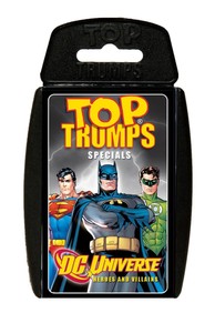 Random Supplied 1 DC Comics Card Game or Hero vs Villan Assorted Top Trumps