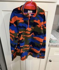 Boys Fleece Orange Camo Half Zip Pullover Size 10/12
