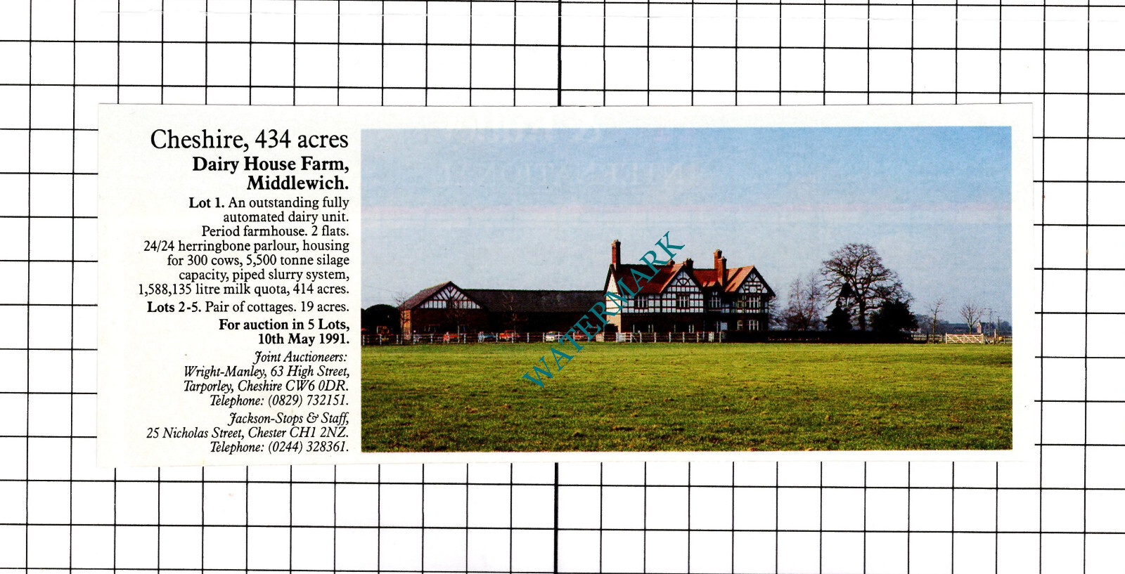 Dairy House Farm Middlewich Cheshire Sale Advert 1991 Clipping