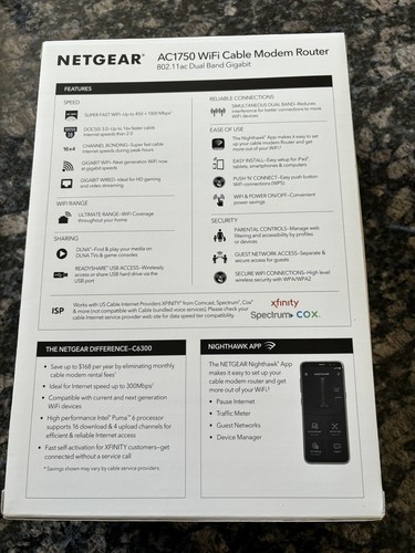 NETGEAR AC1750 WiFi Cable Modem Router New Never Used - Picture 2 of 4