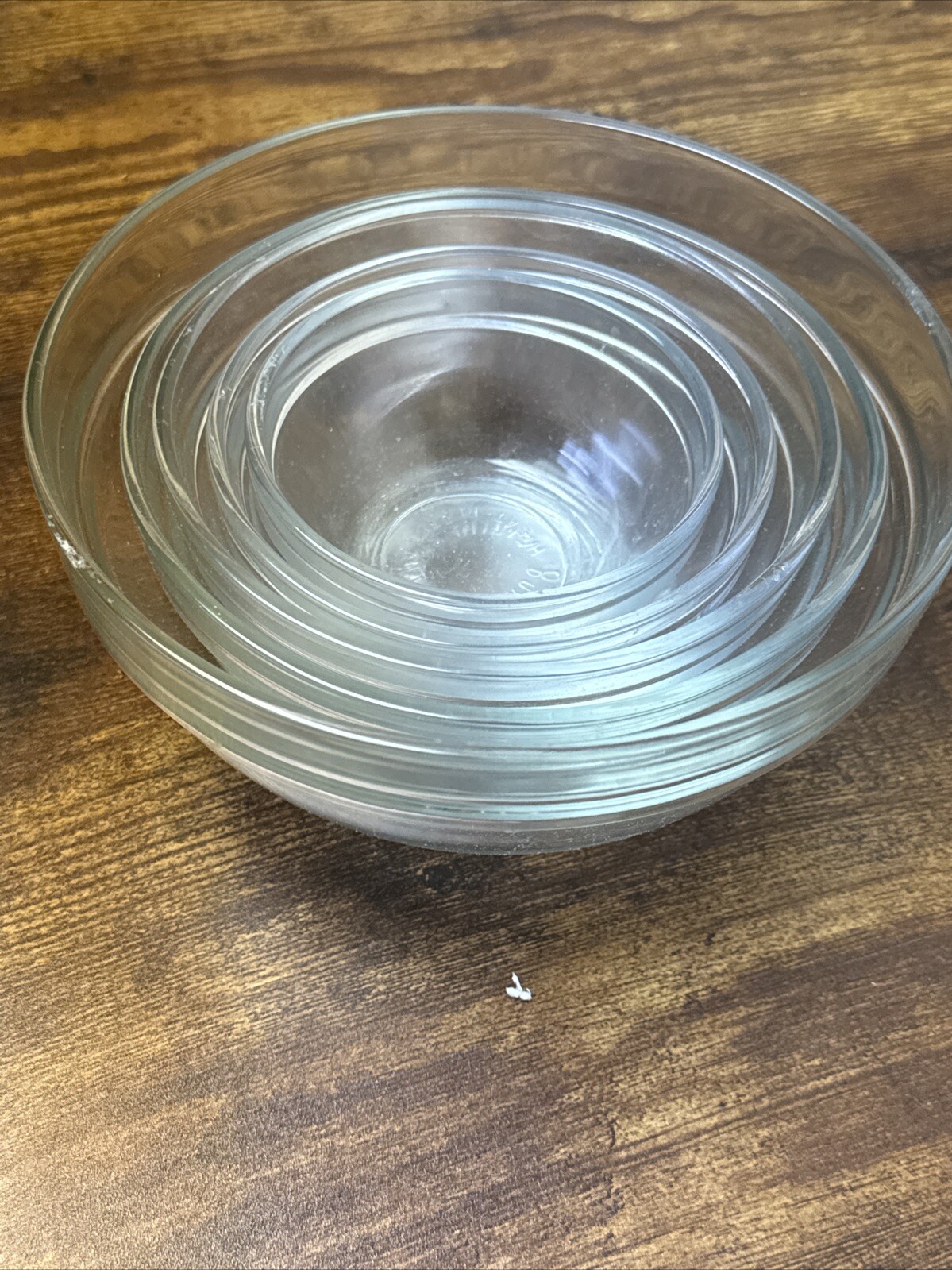 Vintage Duralex Glass Set of 6 Clear Nesting Mixing Bowls FRANCE 2.25" to 5.5"