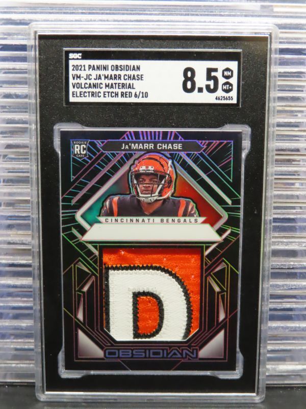 JaMarr Chase Panini Obsidian Volcanic Materials #VMJC Electric Etch Red
