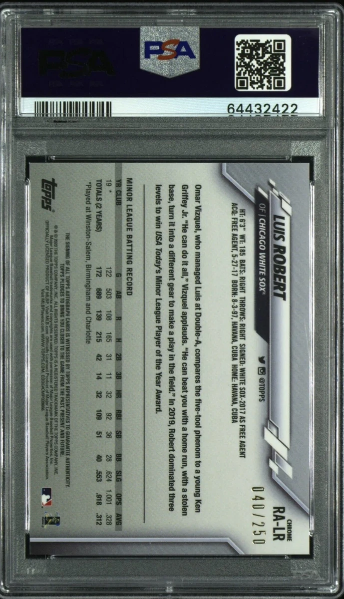 2020 Topps Chrome Luis Robert Purple Refractor /250 Rookie RC Auto