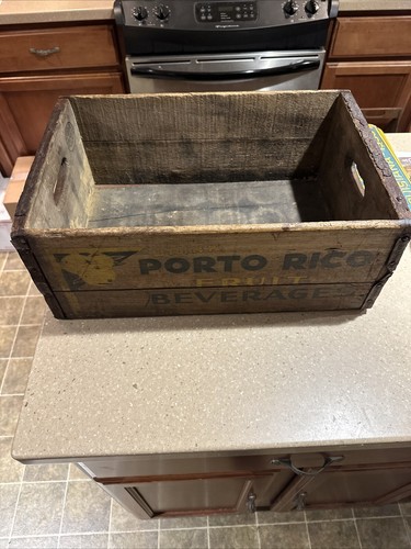 Rare Porto Rico Fruit Beverages Wooden Crate Philadelphia Keystone Park Bell PA - 第 1/13 張圖片