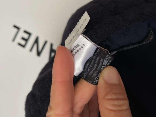 CHANEL Cashmere Knit hat CoCo mark Navy 57Size CC Logo Ladies Unused Authentic - Picture 5 of 8