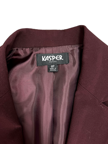 Kasper Petite Womens Burgandy Lined Blazer 8P - Picture 4 of 4