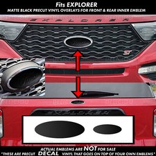 Fits 20-24 Ford Explorer Matte Black Front Rear Emblem Decal Vinyl Overlay Ppf Fits 20-24 Ford Explorer Matte Black Front Rear Emblem Decal Vinyl Overlay Ppf