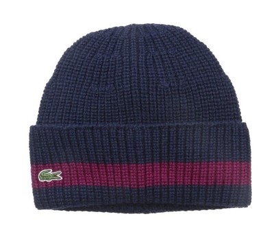 lacoste ribbed wool beanie