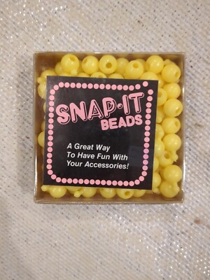 Vintage Pop Snap It Beads Plastic New In Package 125 Pieces -Yellow