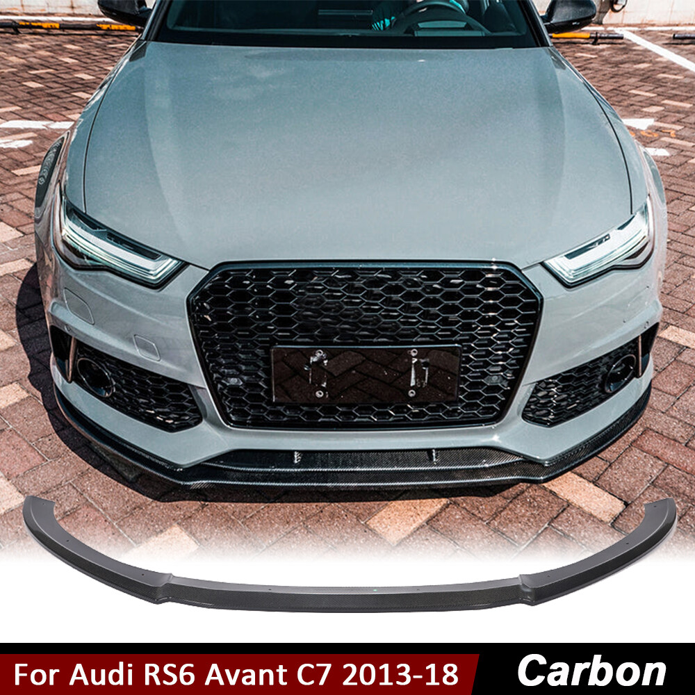 For Audi RS6 Avant C7 2013-2018 REAL CARBON FIBER Front Bumper Lip Chin Spoiler