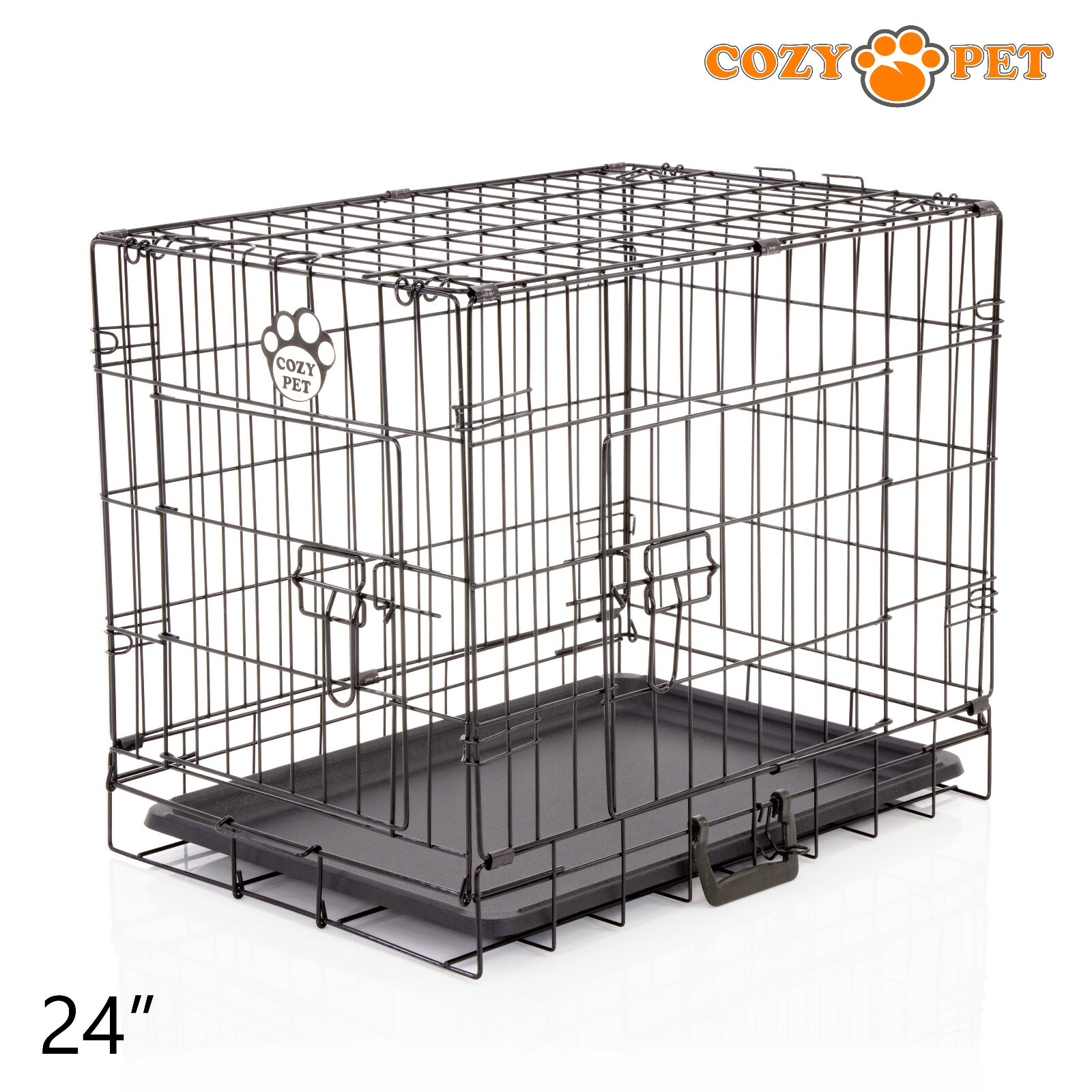 Dog Cage 24 inch Puppy Crate S Cozy Pet Black Dog Crates Folding Metal