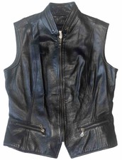 Vakko Vintage Adult L Genuine Arrow Leather Vest Full Zip Black Lined Usa Made