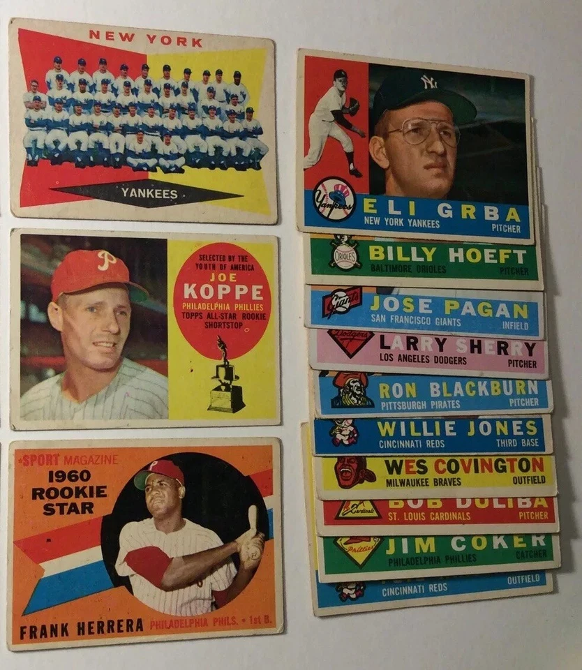 Lote 19 1960 Topps BB Mid Grade Sem Dobras Frank Robinson NY Yanks Team EX - Imagem 3 de 4