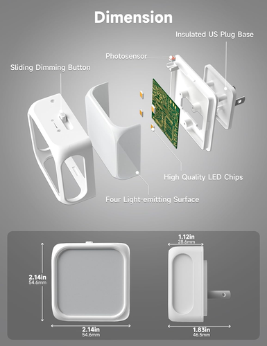 Night Lights Plug into Wall 2 Pack, Bright Night Light with Dusk to Dawn Sensor, - Picture 7 of 7