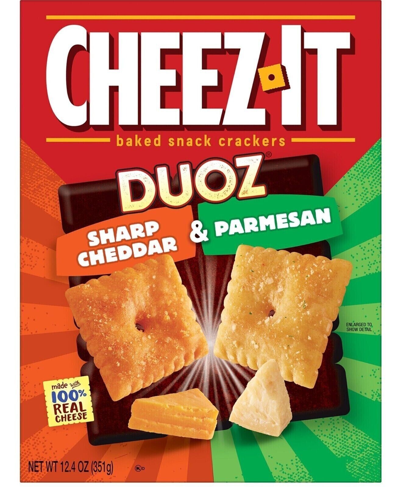 CheezIt DUOZ Sharp Cheddar and Parmesan Cheese Crackers, 12.4 oz