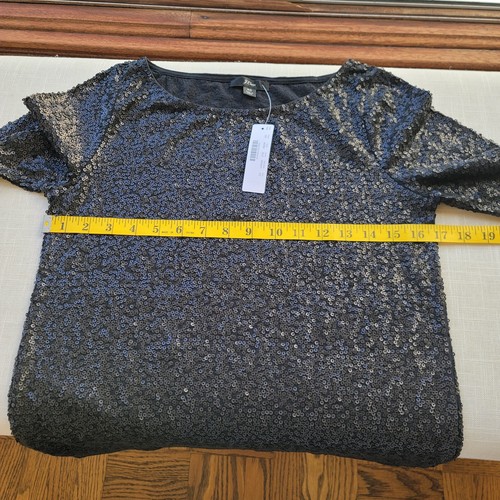 Neu! J Crew Gr. XS X-Small 3/4 Ärmel schwarz Pailletten Bluse Top Shirt Neu mit Etikett AE984 - Bild 5 von 9