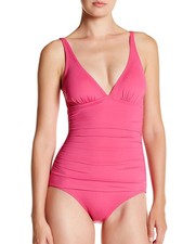 Tommy Bahama SwimSuit One-Piece OTS V-Front Shirred Halter Cup AU10 NEW Womens