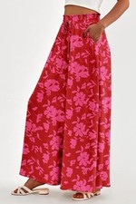 Women's Summer Wide Leg Palazzo Pants Casual Lounge Boho Beach Trousers