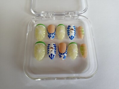 Handmade Press on Nails, Tequilla and 3D Lime, Margarita Nails, Conch ''Pick ''.