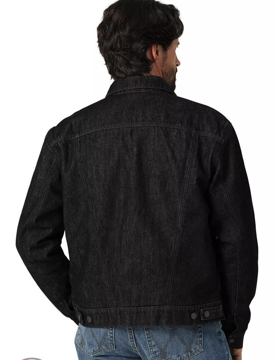 COWBOY CUT SHERPA LINED DENIM JACKET IN BLACK OBELISK | eBay