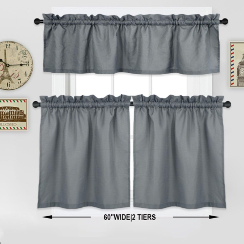 Curtain Valance,Waterproof Waffle Woven Textured Valance for Bathroom Short Wind - Picture 7 of 8
