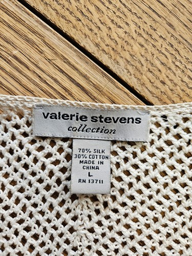 Gilet donna vintage collezione Valerie Stevens uncinetto beige maniche 3/4 taglia large - Foto 18 di 23