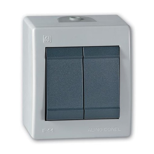 Aufputz Schuko Steckdose Schalter Wechselschalter POWERLINE IP44 Grau/Anthrazit - Bild 14 von 27