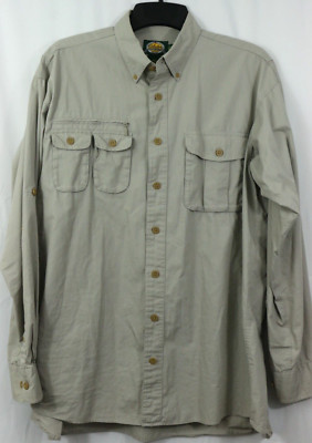 Cabela's L Tall Fishing Utility Shirt 100% Cotton Button Down Multi Pockets