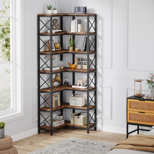 Tribesigns 7-Shelf Corner Bookshelf,Large Modern Corner Bookcase - Picture 7 of 10